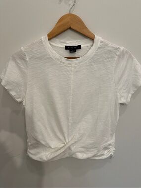 Sanctuary White Twist-Front Crop Tee